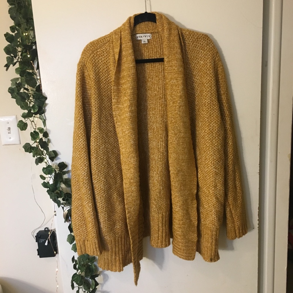 AVA AND VIV YELLOW FLOWY SWEATER